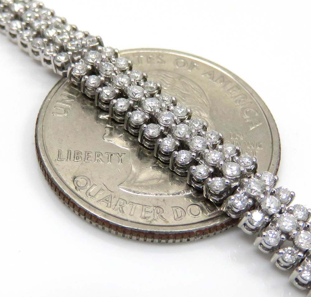 14k white gold 3 row diamond tennis bracelet 7.50 inches 4.00ct