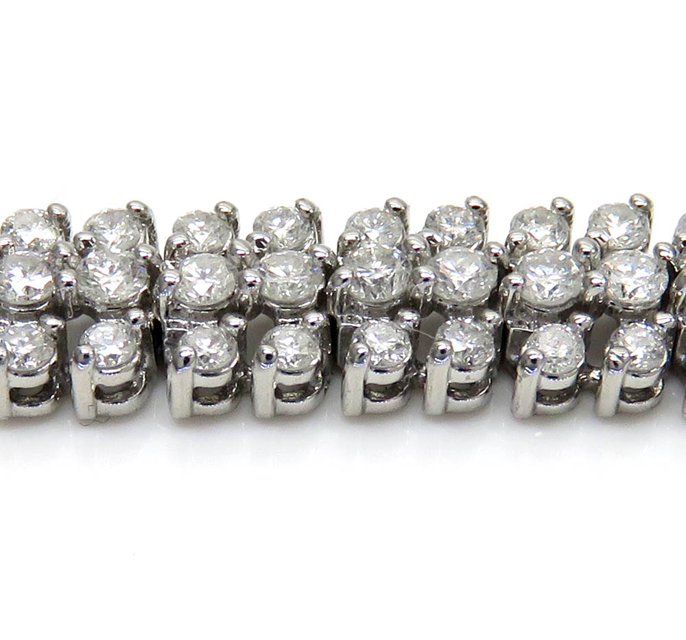14k white gold 3 row diamond tennis bracelet 7.50 inches 4.00ct