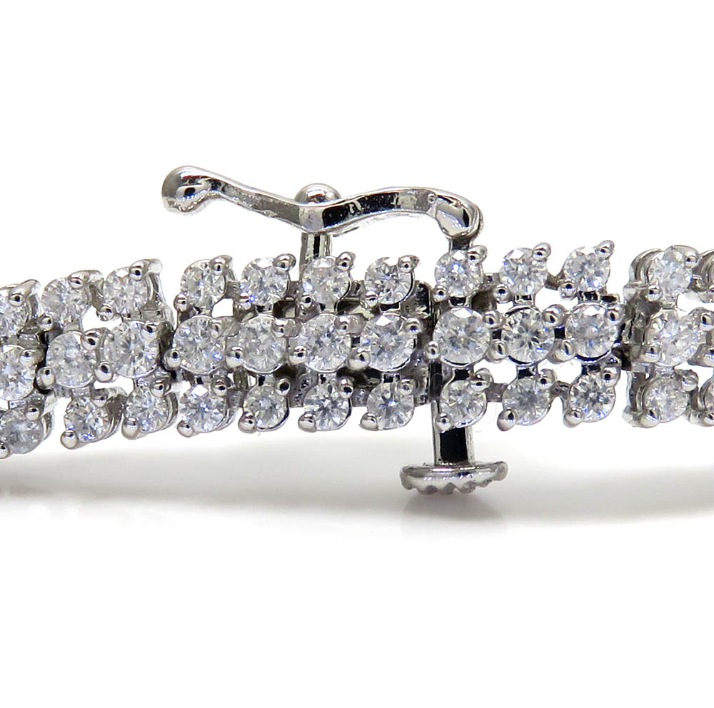 14k white gold 3 row diamond tennis bracelet 7.50 inches 4.00ct