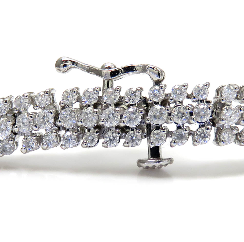 14k white gold 3 row diamond tennis bracelet 7.50 inches 4.00ct - Image 5