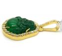 14k yellow gold green jade fat buddha diamond pendant 2.25ct