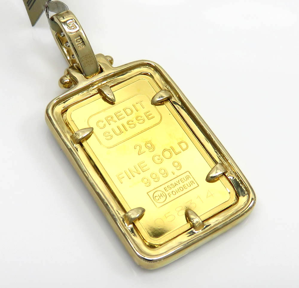 10k yellow gold diamond frame with 24k gold statue of liberty bar pendant 0.70ct - Image 4