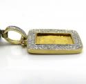 10k yellow gold 2 row diamond frame with suisse 24k gold mini bar pendant 0.53ct