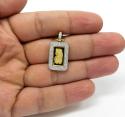 10k yellow gold 2 row diamond frame with suisse 24k gold mini bar pendant 0.53ct
