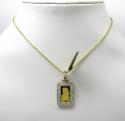 10k yellow gold 2 row diamond frame with suisse 24k gold mini bar pendant 0.53ct 
