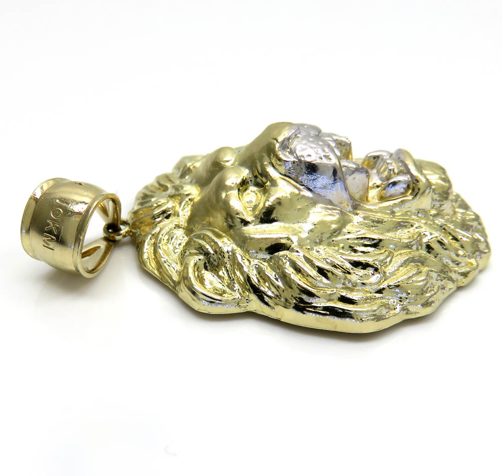 10k two tone gold solid large 3d lion head pendant - Image 3