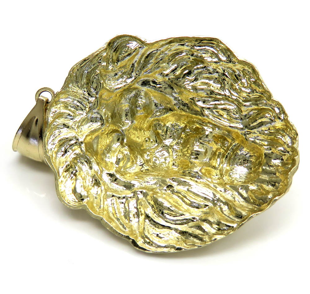 10k two tone gold solid large 3d lion head pendant