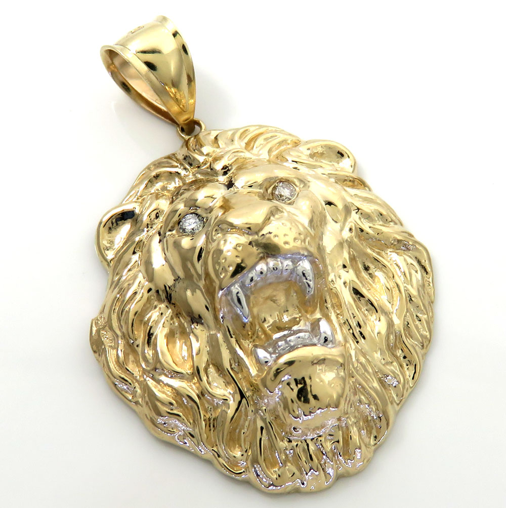 10k two tone gold solid large 3d lion head pendant - Image 7