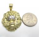 10k two tone gold solid large 3d lion head pendant