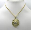 10k two tone gold solid large 3d lion head pendant