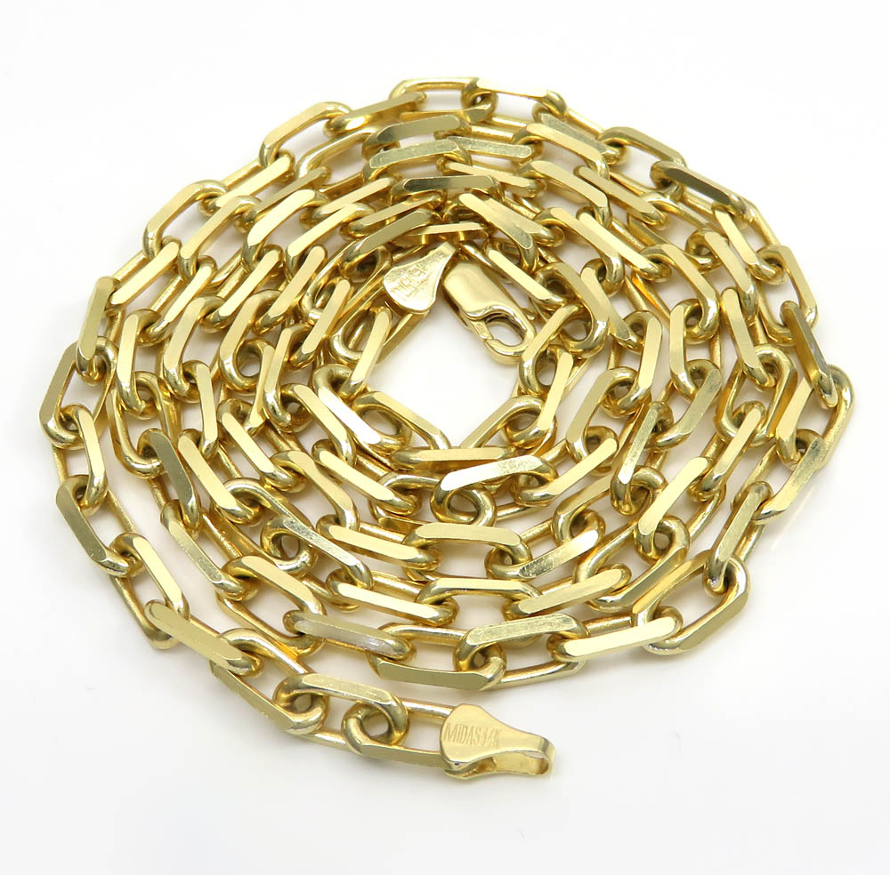 14k yellow gold solid cable link chain 30 inches 5.20mm 