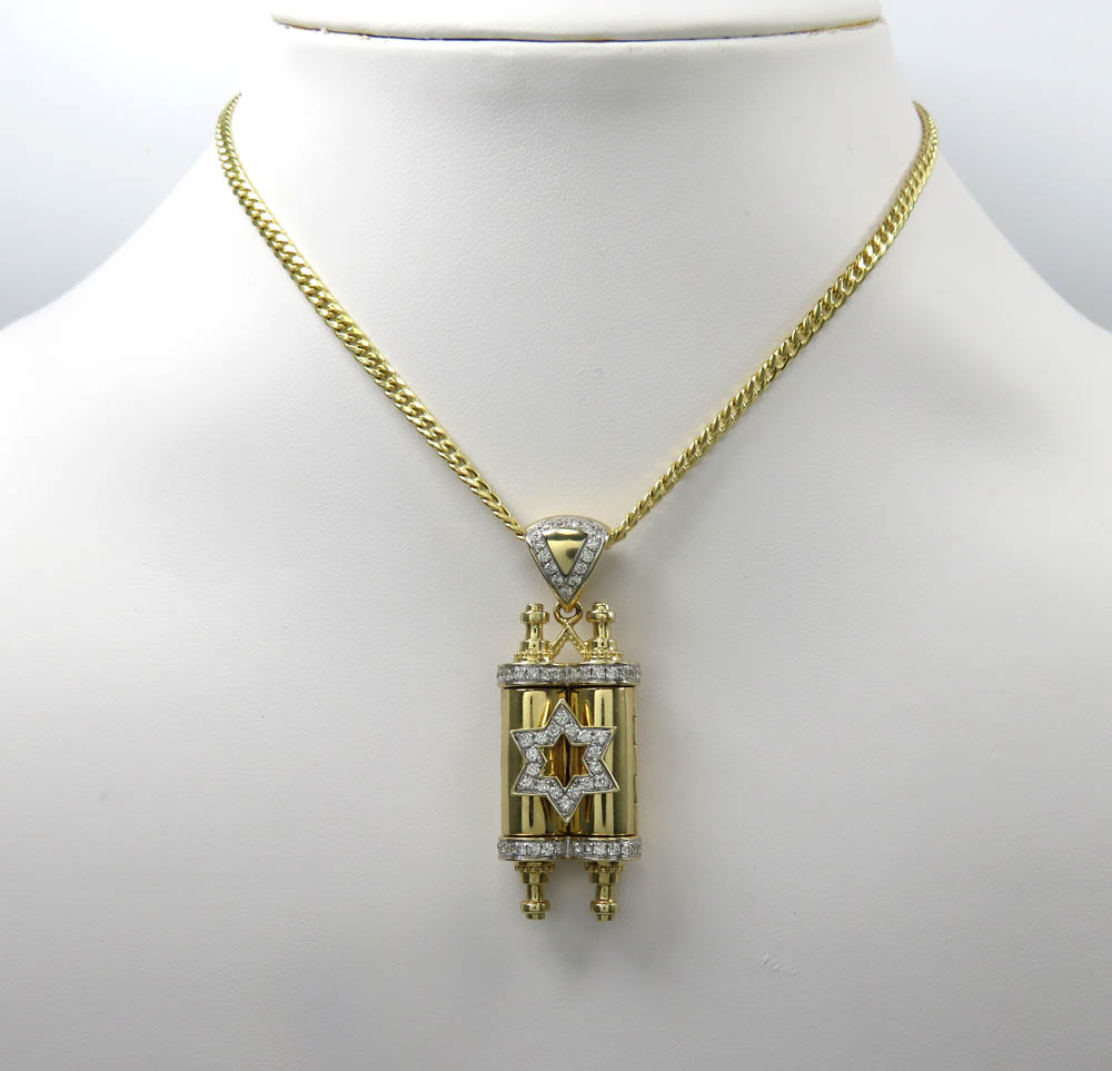 14k yellow gold diamond star of david torah pendant 0.85ct  - Image 8