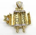 14k yellow gold diamond star of david torah pendant 0.85ct 