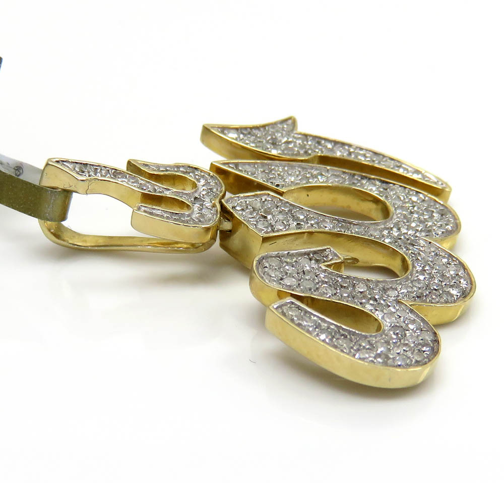 10k yellow gold medium diamond allah pendant 0.49ct - Image 3