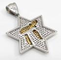 14k white gold canary chai & diamond star of david pendant 1.00ct