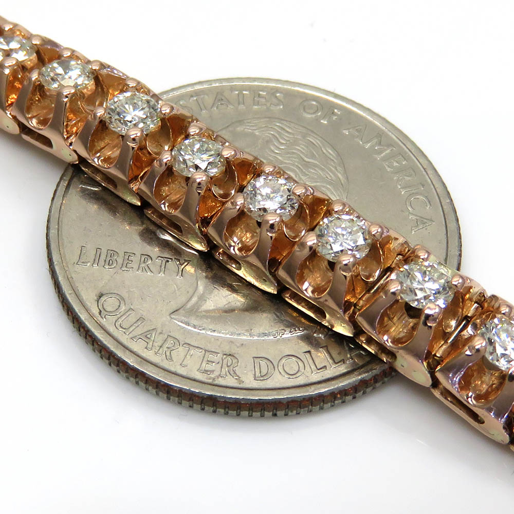 14k rose gold 13 pointer diamond tennis bracelet 8 inch 5.25ct