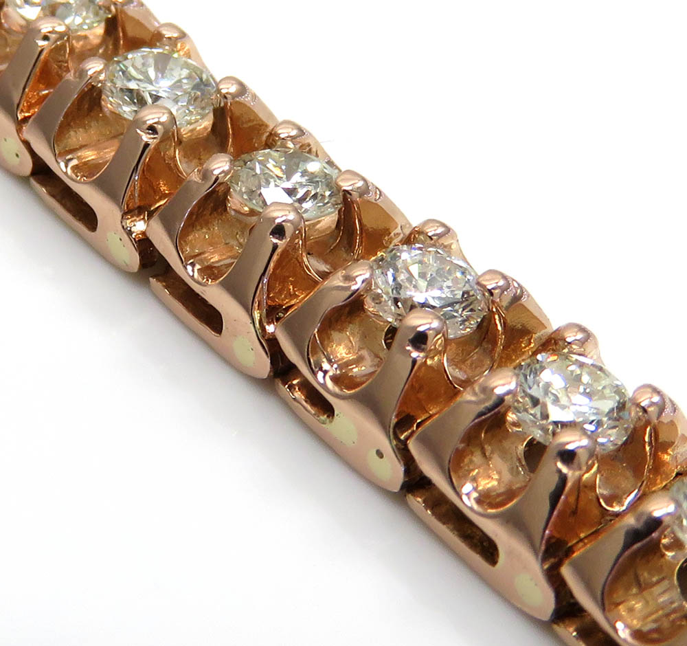 14k rose gold 13 pointer diamond tennis bracelet 8 inch 5.25ct