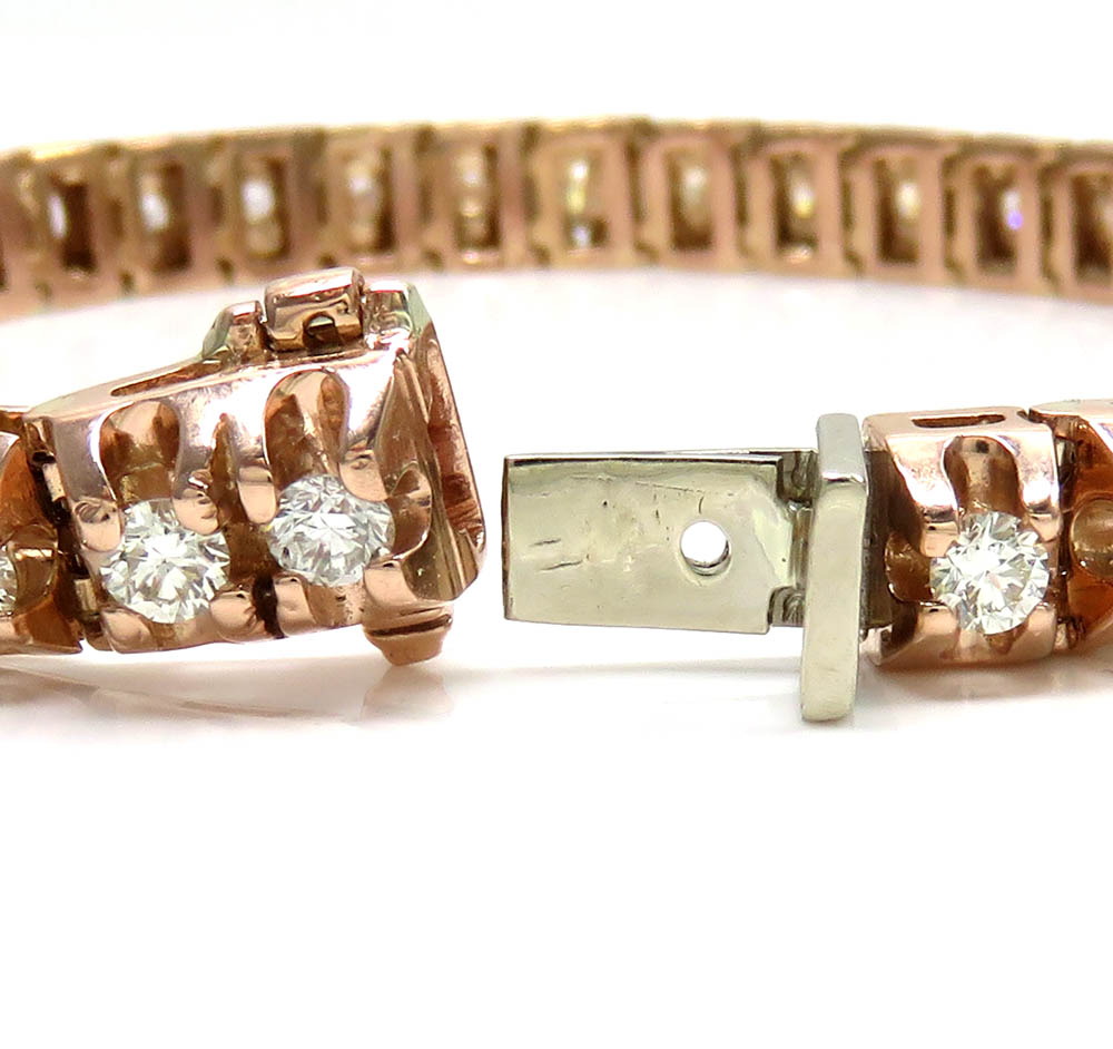 14k rose gold 13 pointer diamond tennis bracelet 8 inch 5.25ct