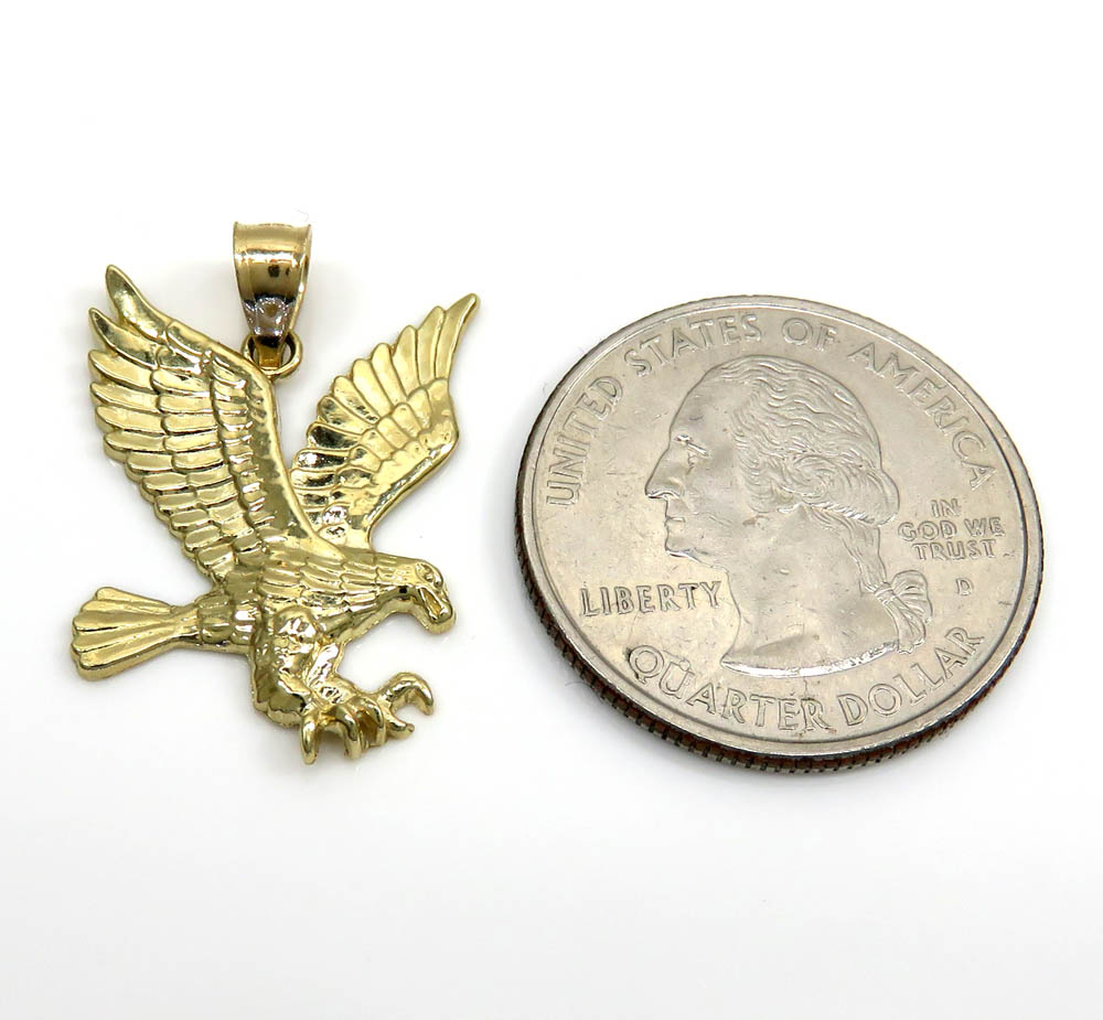 10k yellow gold mini diamond cut eagle pendant
