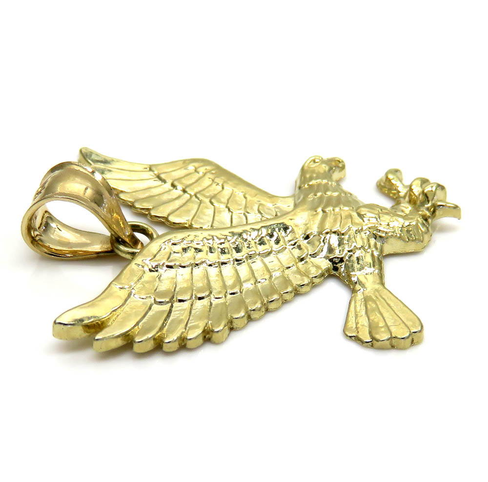10k yellow gold mini diamond cut eagle pendant