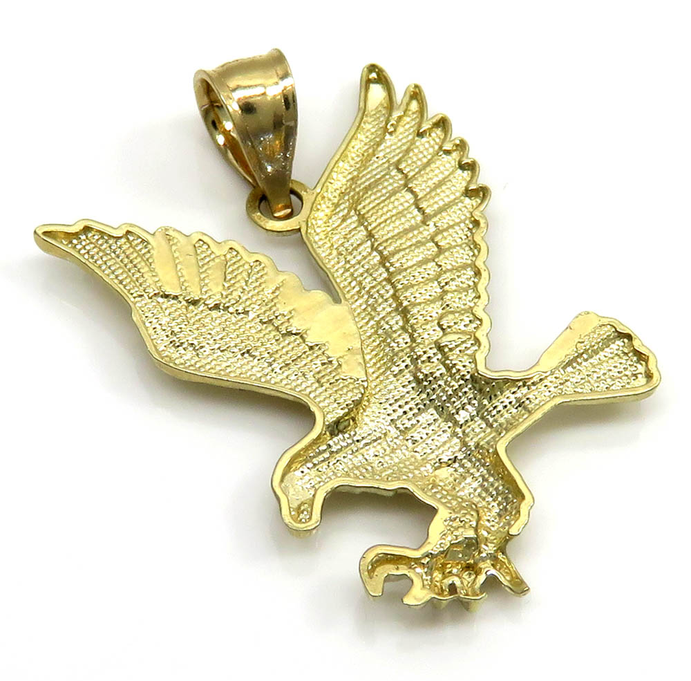 10k yellow gold mini diamond cut eagle pendant - Image 4