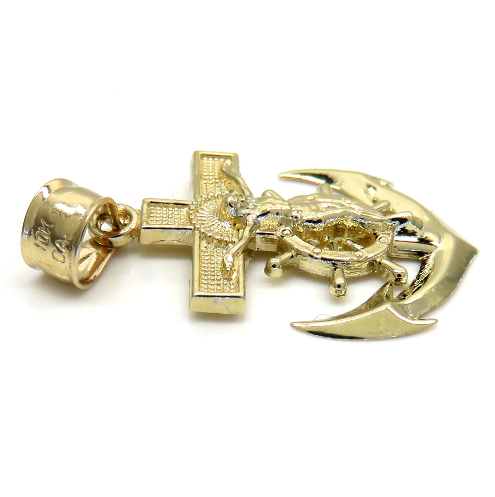10k yellow gold mini anchor jesus pendant