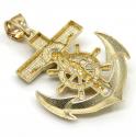 10k yellow gold mini anchor jesus pendant