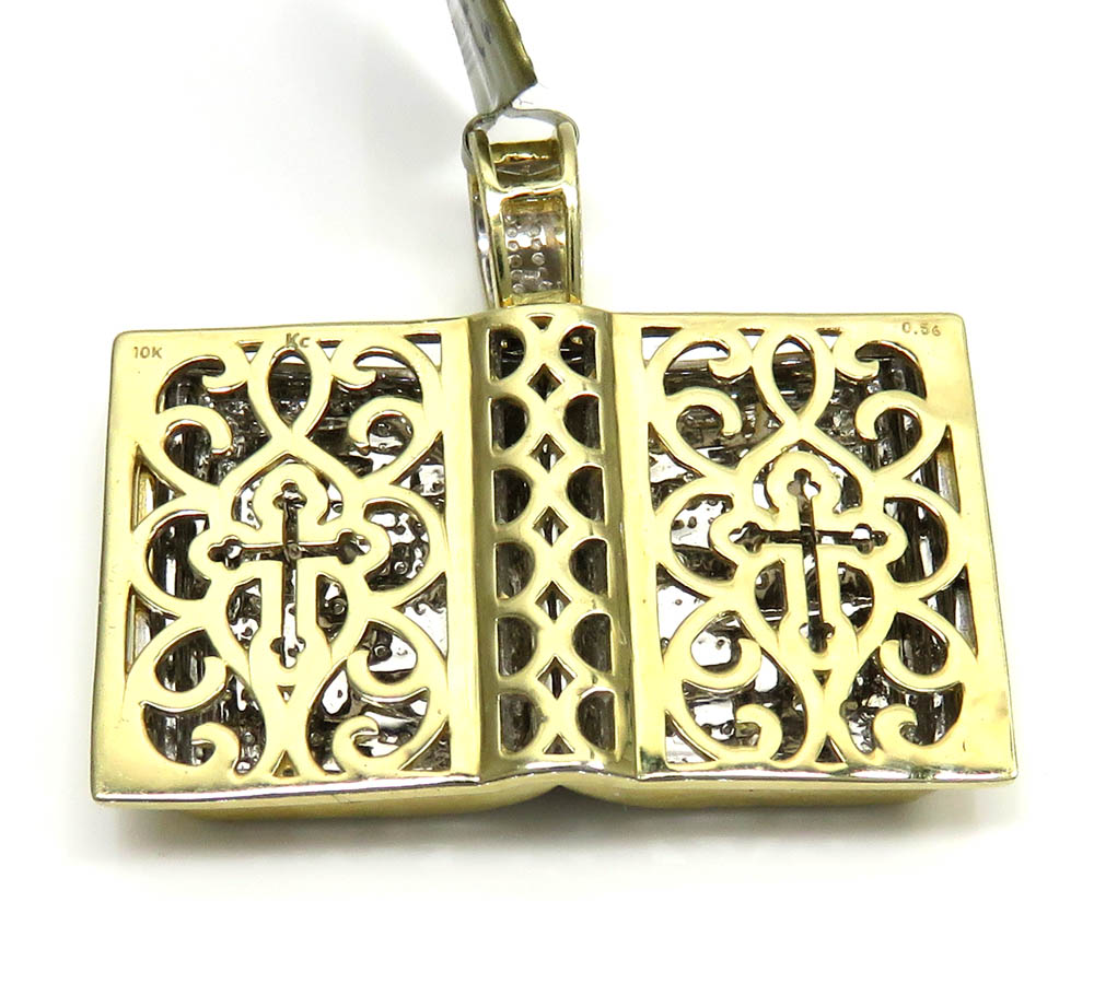 Details about  / Real Genuine Diamonds 10K White Gold Finish Open Holy Bible Book Charm Pendant
