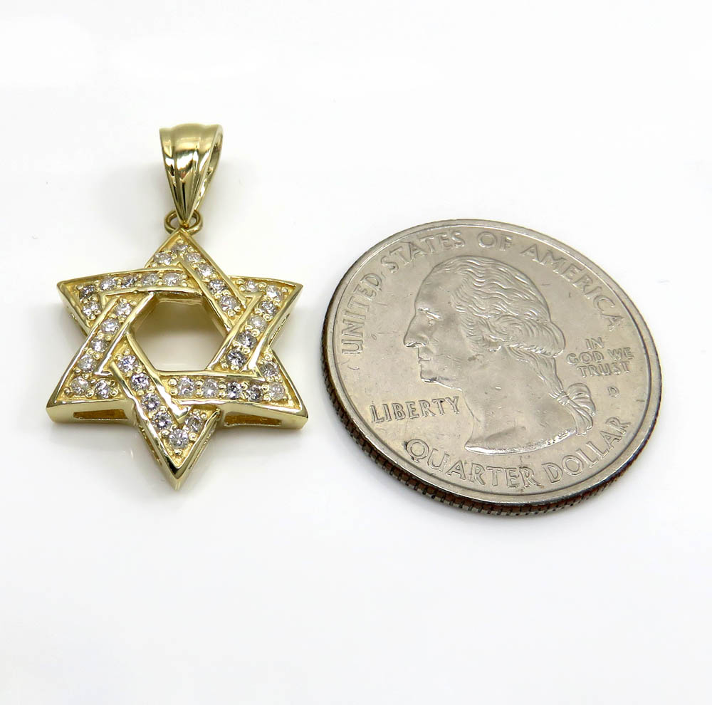14k yellow or white gold diamond star of david pendant 0.50ct