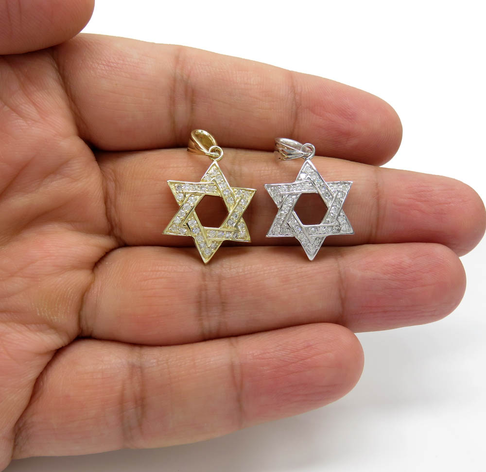 14k yellow or white gold diamond star of david pendant 0.50ct