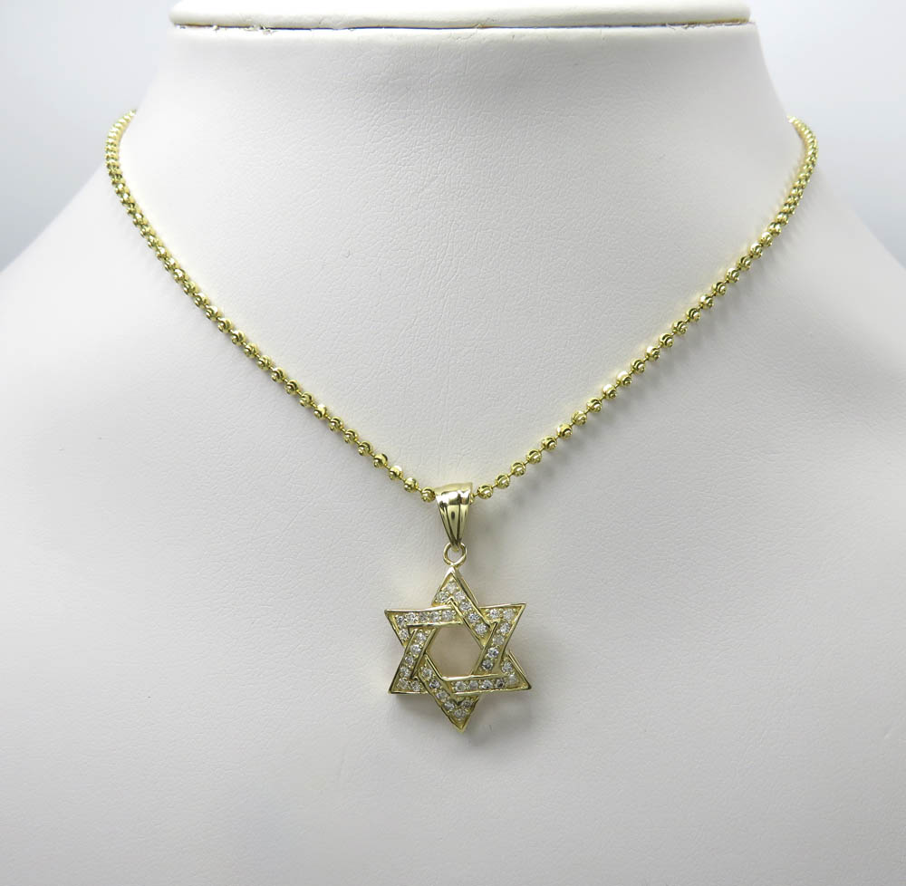 14k yellow or white gold diamond star of david pendant 0.50ct