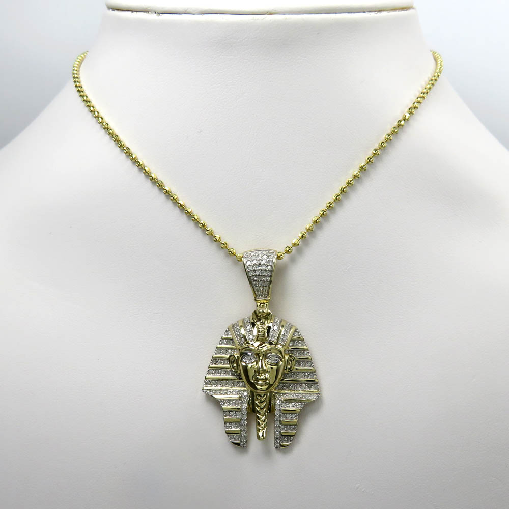 316L Stainless steel Gold Silver Egyptian Mummy King tut w/ 5mm Cuban Chain SG19