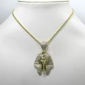 10k yellow gold diamond medium king tut egyptian pendant 0.83ct