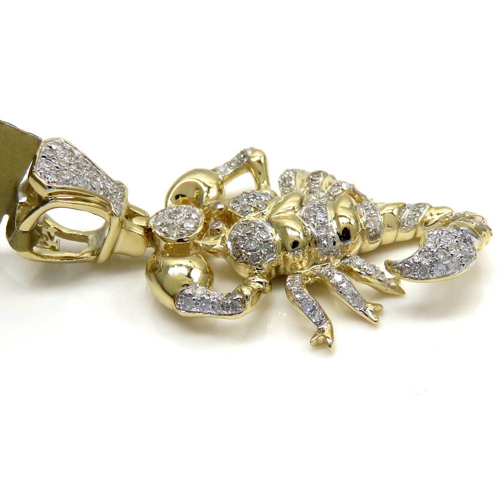 10k yellow gold small diamond scorpion pendant 0.46ct - Image 3
