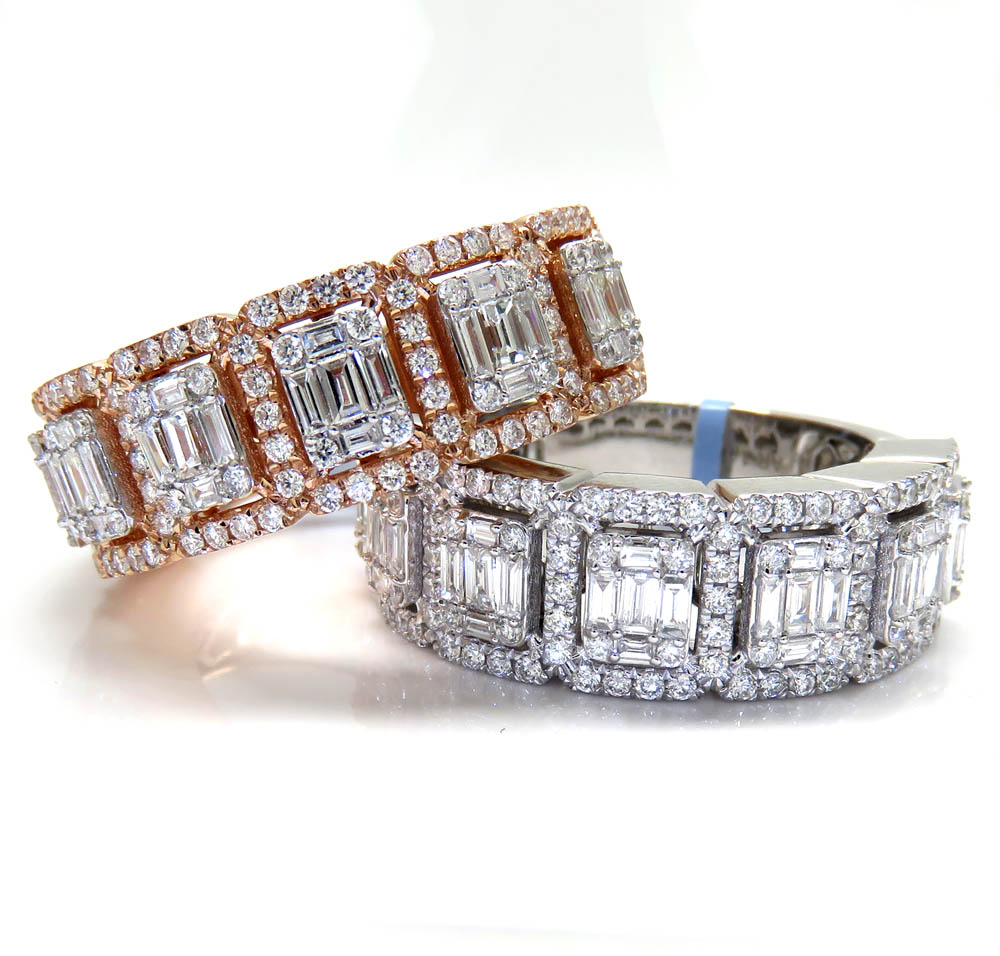 14k rose white or yellow gold round & baguette vs diamond ring 1.62ct - Image 2