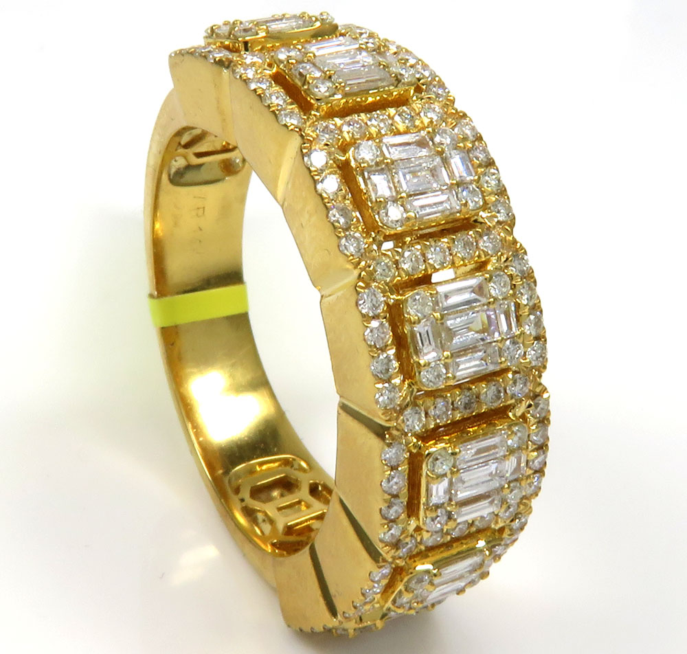 14k rose white or yellow gold round & baguette vs diamond ring 1.62ct 