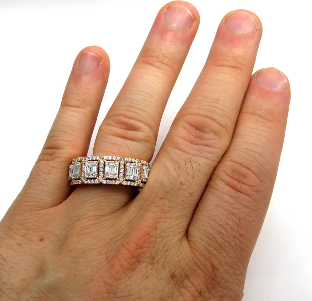 14k rose white or yellow gold round & baguette vs diamond ring 1.62ct 