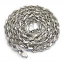14k white gold solid diamond cut rope 16-26 inch 5mm