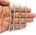 14k white gold solid diamond cut rope 16-26 inch 6mm