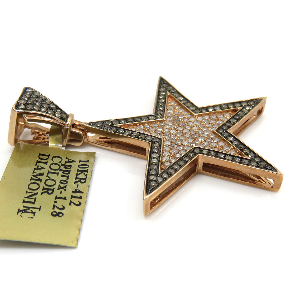 10k rose gold champagne & white diamond star pendant 1.28ct - Image 3