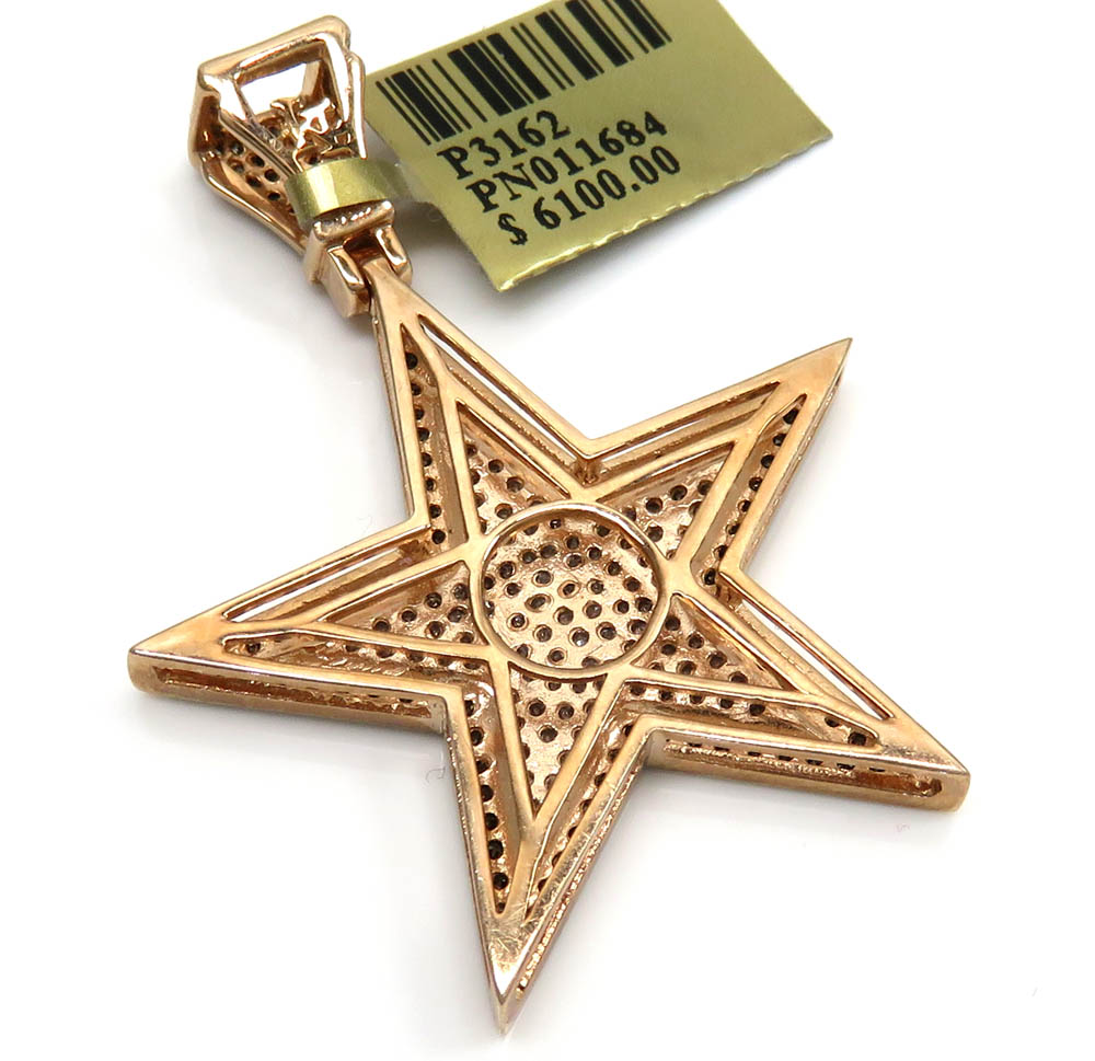 10k rose gold champagne & white diamond star pendant 1.28ct - Image 4