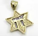 14k two tone gold diamond chai & star of david pendant 0.49ct