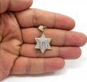 14k two tone gold diamond chai & star of david pendant 0.49ct
