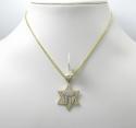 14k two tone gold diamond chai & star of david pendant 0.49ct