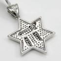 14k white gold blue diamond chai & diamond star of david pendant 0.65ct