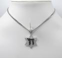 14k white gold blue diamond chai & diamond star of david pendant 0.65ct