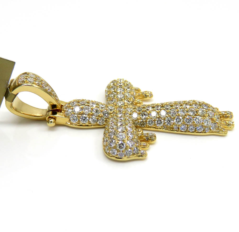 10k yellow gold medium vs diamond drip cross 3.00ct