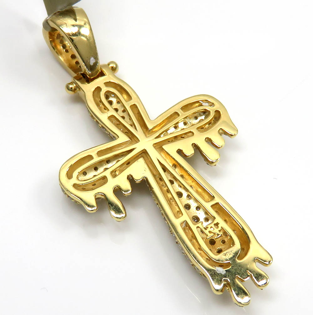 10k yellow gold medium vs diamond drip cross 3.00ct