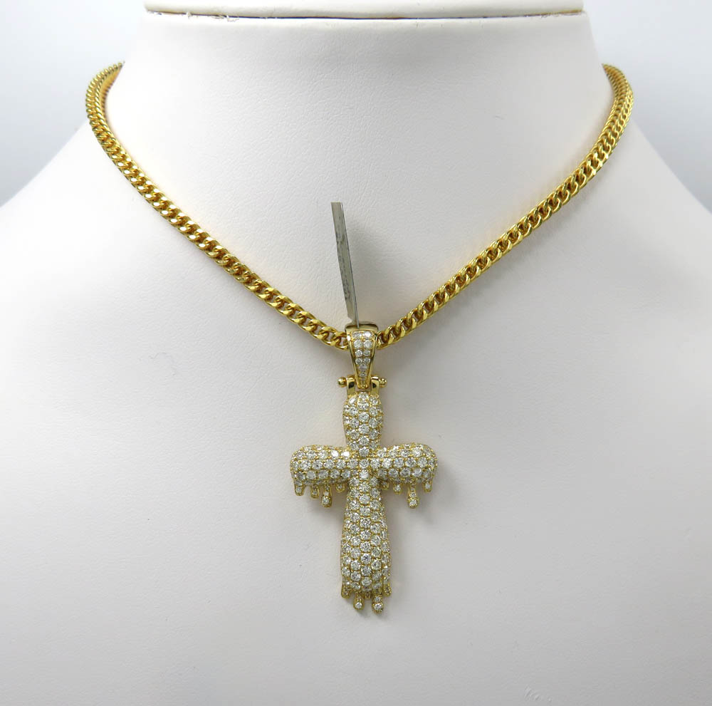 Buy 10k Yellow Gold Medium Vs Diamond Drip Cross 3.00ct Online at SO ...