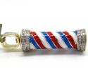 10k yellow gold enamel diamond barber pole pendant 0.59ct